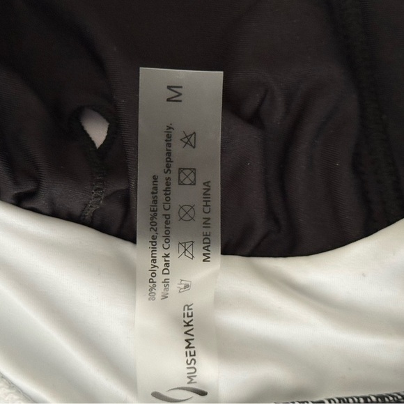 Musemaker Halter Swimsuit Black White Ruched One Piece Size M NWT-Free Look - Picture 5 of 5